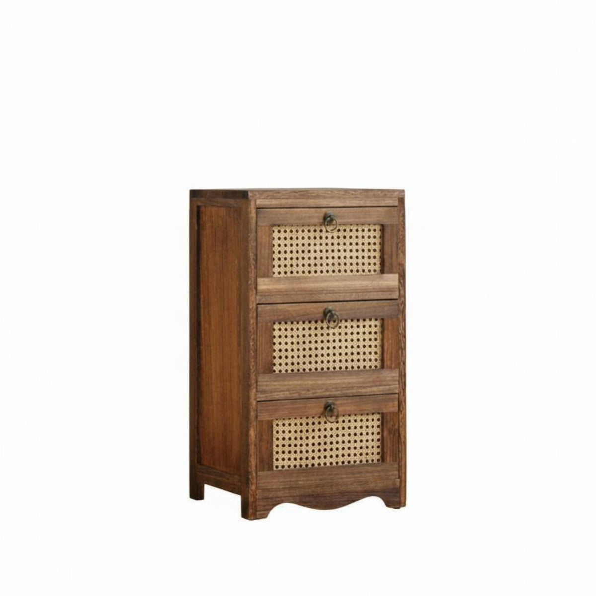 Nordic Design Woven Drawer End Table Vintage design Nightstand space-saving Size Bedroom Furnishing Fully Assembled for Interior Decorators, Apartment Dwellers, Homeowners, Living Room, Entryway, Study, Hallway