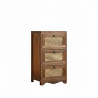 Nordic Design Woven Drawer End Table Vintage design Nightstand space-saving Size Bedroom Furnishing Fully Assembled for Interior Decorators, Apartment Dwellers, Homeowners, Living Room, Entryway, Study, Hallway