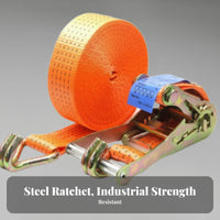 Ratchet Fastening Strap High Strength Ratchet Strap with Hooks Stitching Transporting Accessory for Truckers, Movers, Trucks, Roof Racks, Warehouses