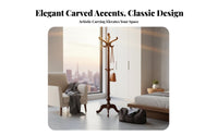 Strong Bearing Capacity Wooden Coat Rack Stable Base Unattached Standing Coat Stand Space Saving Solid Wood Hall Tree Heavy Duty for Homeowners, Families, Office Workers, Living Room, Bedroom, Entryway, Hallway