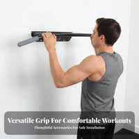High Load Capacity Wall Mounted Pull-up Bar Heavy Duty Steel Wall Mounted Pull up Bar Space Saving Strength Training Equipment Anti-Slip Foam Grips for Fitness Enthusiasts, Adults, Athletes, Indoor, Garage, Doorway