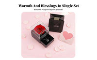 Permanent Floral Jewelry Box Sustained Flower Gift Box with Drawer Multi-Functional Storage Heart Necklace Gift Set for Mom, Wife, Mother Day