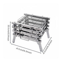 3 Pieces Foldable Stainless Steel Charcoal Grill Multi-Use Folding Charcoal Grill Easy to Clean Stainless Steel Fire Bowl Quick Setup for Campers, Picnic