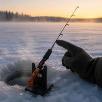 High Carbon Flat Tail Ice Fishing Rod Set with Large Guide Rings and Portable Ice Auger