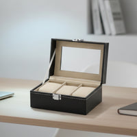 Watch Display Box Black Watch Case with Window Dustproof for Home Storage