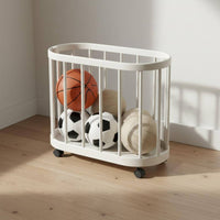 Foldable Ball Rack Space-Saving Multi Tier Ball Organizer Easy to Assemble Basketball Storage Rack for Gym, Garage