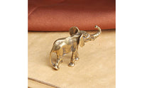 Auspicious Good Luck Charm Miniature Elephant Figurine Pocket-Sized Solid Brass Elephant Exquisitely Carved Small Creature Sculpture Long-Lasting for Feng Shui Enthusiasts, Collectors, Shelf Display