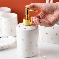 Luxury Ceramic Lotion Dispenser Bottle for Hand Soap, Shampoo, Shower Gel - Press Pump Bathroom Decor