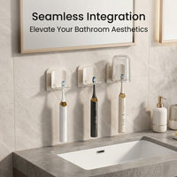 Wall Mounted Toothbrush Holder No Drill , Toothbrush Holder Set with Toothpaste Dispenser, Care Organizer for Apartment Decor