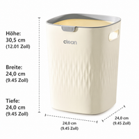 Square plastic trash can, 2-pack waste bin with removable lid, cream deposit bottle collection bin for household