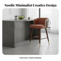 Nordic Design Bar Chair with Backrest Minimalist design & aesthetic Upholstered Bar Stool Footrest Included Seating Furniture Sturdy Frame for households, Adults, Kitchen Island, Cafe, Lounge, Dining Room