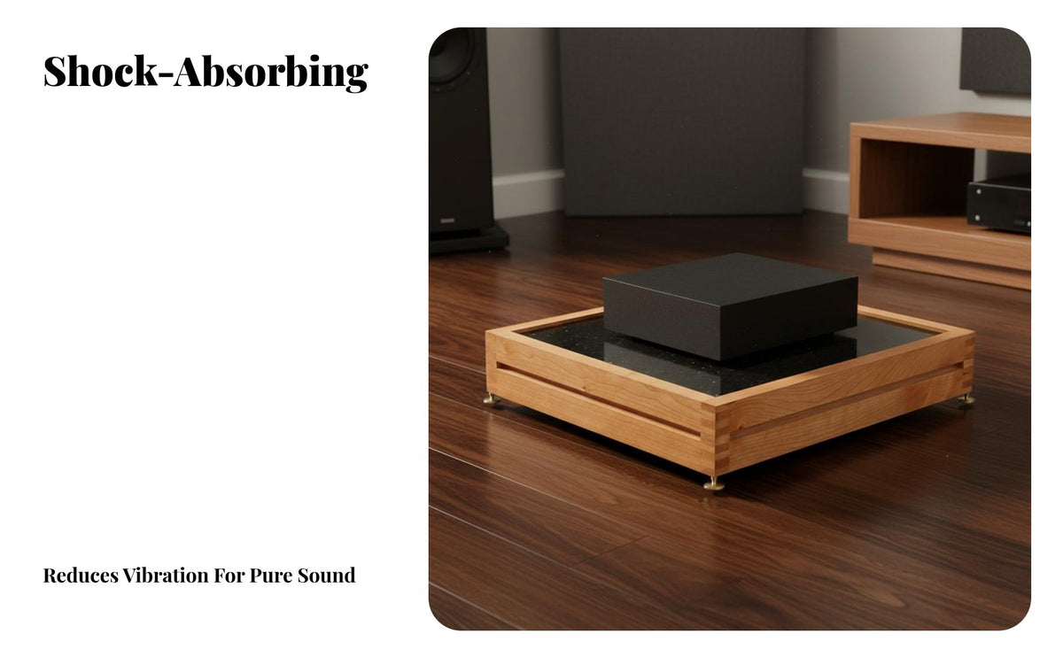 Mortise and Tenon Joint Cherry Wood Audio Platform Artisan-Made Single Tier Amplifier Stand Wooden High-Fidelity Isolation Stand for Audiophiles