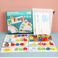 Colorful Wooden Spelling Game Painted Finish Wooden Word Builder Rounded Shapes Letter Recognition Game Smooth Edges for Children