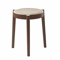 Mortise and Tenon Joint Stackable Round-Top Stool Vintage Design Stackable Woven Top Stool Space-Saving Backless Chair Multi-Purpose for Cafe Owners, Party Hosts, Dining Room, Kitchen, Bedroom, Entryway