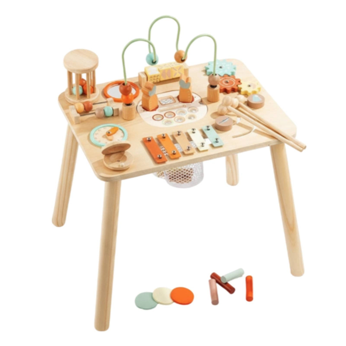 Busy Activity Table Multi-Function Wooden Activity Table Built-in Storage Net Kids Furniture for Classroom