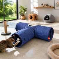 T-Shaped Cat Tunnel With Hanging Ball 3 Way Cat Tunnel Portable for Kittens