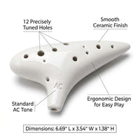 12 Hole Ocarina Instrument, Alto Instrument for Beginners, Ceramic Musical Instrument, Learning Ocarina with Bag, Gift for Kids