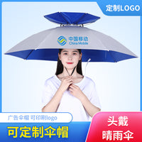 Double-Layer Head-Mounted Fishing Umbrella Hat with UV Protection