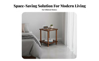 Doubletier Storage 2-Tier End Table Space Saving doublelevel Square Table Simple Design Household Furniture adaptable for Small Apartment Dwellers, homeowners, Students, Living Room, Bay glazed accessibleing Area, Bedroom, Office