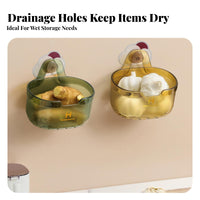 Large Capacity Wall Mounted Storage Basket Drainage Design Hanging Storage Basket No-Drill Installation for Cooks, Pantry, Dorm Room, Office