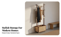 Space-Saving Design Solid Wood Clothes Stand Stable and Long-Lasting Solid Wood Coat Stand Heavy Duty Freestanding Clothes Rack with Shelves Easy Assembly for Apartment Dwellers, Homeowners, Students, Hallway, Living Room