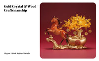 Housewarming Gift Horse and Wealth Tree Statue Good Luck Charm Chinese Wealth Horse Figurine Detailed Craftsmanship for Living Room