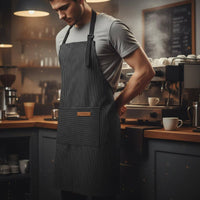 Kitchen Bib Apron Adjustable Cooking Apron Machine Washable Guard Wear for Chefs, Cooks, Cafe, Pastry Making
