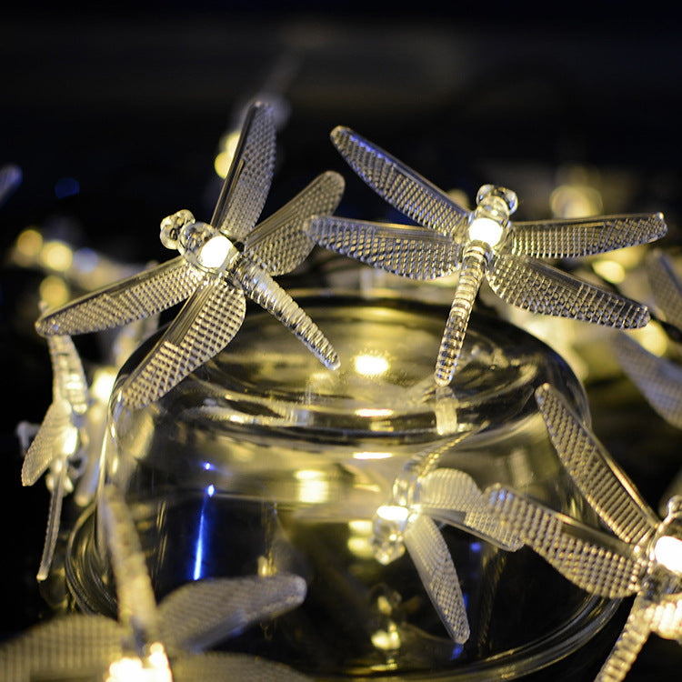Solar LED Dragonfly String Lights Outdoor Decorative Christmas Garden Landscape Lighting