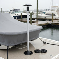 Telescopic Marine Support Pole Wide Flat Base Boat Tarp Support Pole Silver Shaft