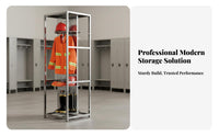 Stainless Steel Fire Suit Rack Rust-Resistant Double-Sided Turnout Gear Rack Heavy Duty Firefighter Gear Locker for Firefighting Personnel