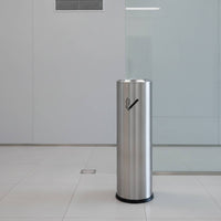 Stainless Steel Ash Receptacle with Perforated Grate Brushed Silver Cylindrical Ash Receptacle Commercial-Style Cigarette Butt Collector Slim Vertical for Smokers, Tobacco-Using Areas, Building Entrances, Hotel Lobbies, Public Areas