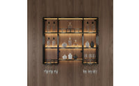 Industrials Spirits Bottle Display Wrought Iron Wall Mounted Vino and Glass Rack Saving Space Illuminated Bar Shelf for Restaurateurs