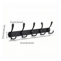 Wall-Mounted Coat Rack with 5 Hooks Metal Wall-Mounted Coat Rack with Retractable Hooks Space-Saving Slim-Profile for Entryway
