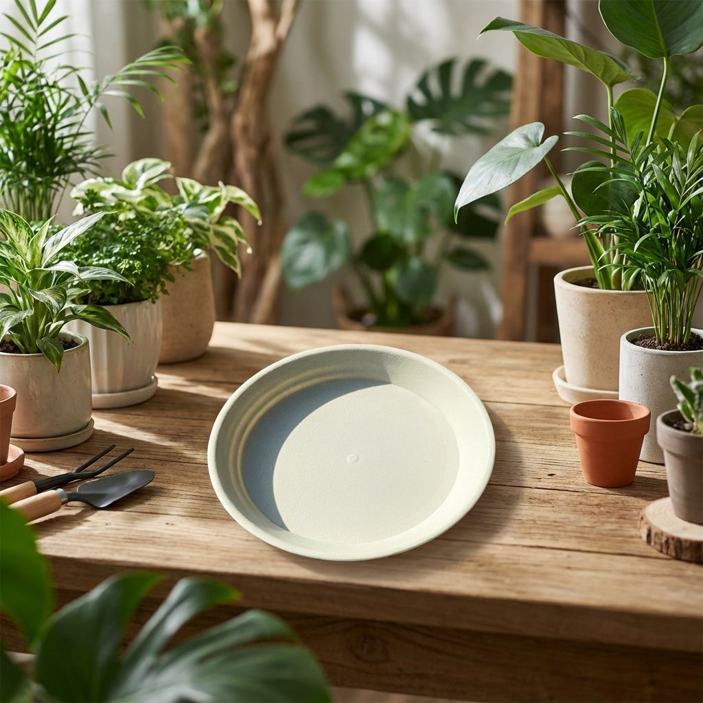 Plant Trays and Drip Tray for Indoor Outdoor Plants, Heavy Duty Melamine Plant Pot Saucers, Floor Standing Simple Style, 35.5cm Square Saucers