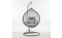 Rattan-Style Hanging Basket Chair Woven Egg Chair with Stand Freestanding Weather Resistant for Sunroom