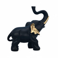 Light Luxury Design Black and Gold Elephant Statue Premium Quality Thai Design Elephant Ornament Fine Craftsmanship for Office, Coffee Table