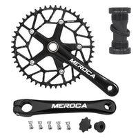Folding Bike Crankset Aluminum Alloy Crankset with Hollow Unitary Design Matte Black Crank Arms for Cyclists, Commuters, City Riding