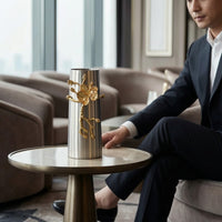 Vase with Floral Decoration Silver Metal Vase Elegant for Wedding Reception