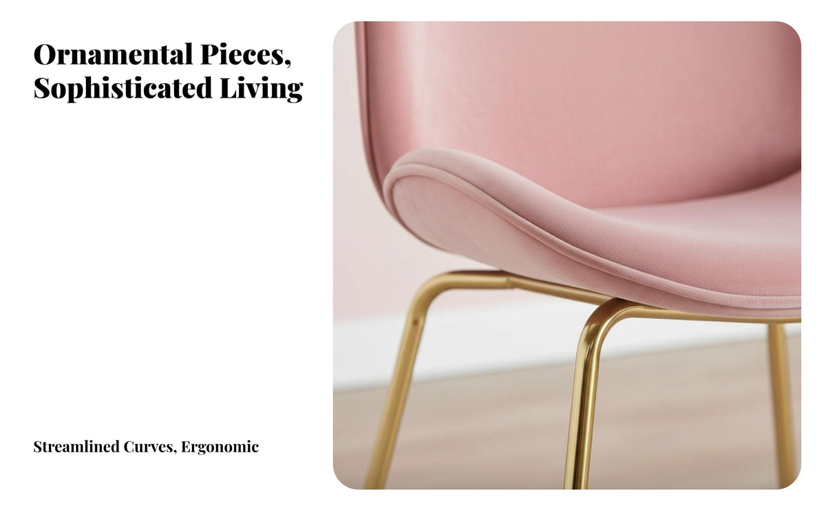 Nordic Design Beetledesign Chair Light Luxury Home Seating Gilded Legs Shell-Shaped Seat for Restaurant Owners, Interior Designers, Dining Room, Bedroom, Kitchen, study alcove