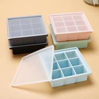 Food-Grade Silicone 9-Cavity Ice Cube Tray with Lid for Freezer