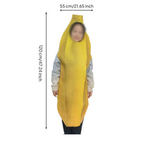 Full-Body Banana Costume Smooth Material Pull-on Banana Suit Halloween Costume Single-Color for Children