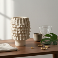 Vase with Wrinkled Texture Contemporary Resin Vase Sturdy for Shelves