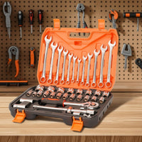 37 Pieces Organized Automotive Repair Tool Kit Portable Socket and Wrench Set Compact Socket Set Sturdy for Roadside Emergency