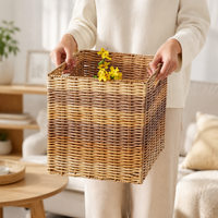 Nordic Style Handwoven Storage Basket 32x28x30cm Foldable with Handle Toy Laundry Basket