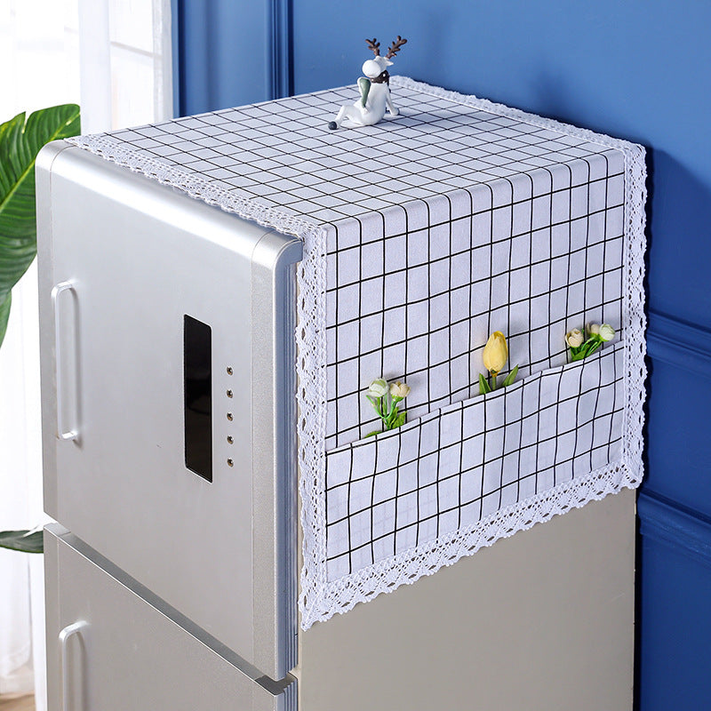 Refrigerator Washing Machine Top Cover Dust-proof Cloth with Storage Pockets