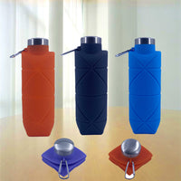 Collapsible Silicone Water Bottle for Outdoor Sports, Food-Grade Portable Diamond Pattern Water Bottle