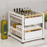 Large Under Sink Organiser, 2 Tier Pull Out Drawers for Cabinets, Metal Bathroom Storage with Stainless Steel Rails, Kitchen Cabinet