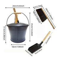 Fireplace Cleaning Carrier Compact Ash Bucket with Container for Hearth