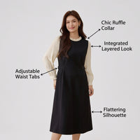 Plus Size Dresses for Curvy Women with Ruffle Layered Design, Midi Dress with Round Neck for Office Wear and Weddings