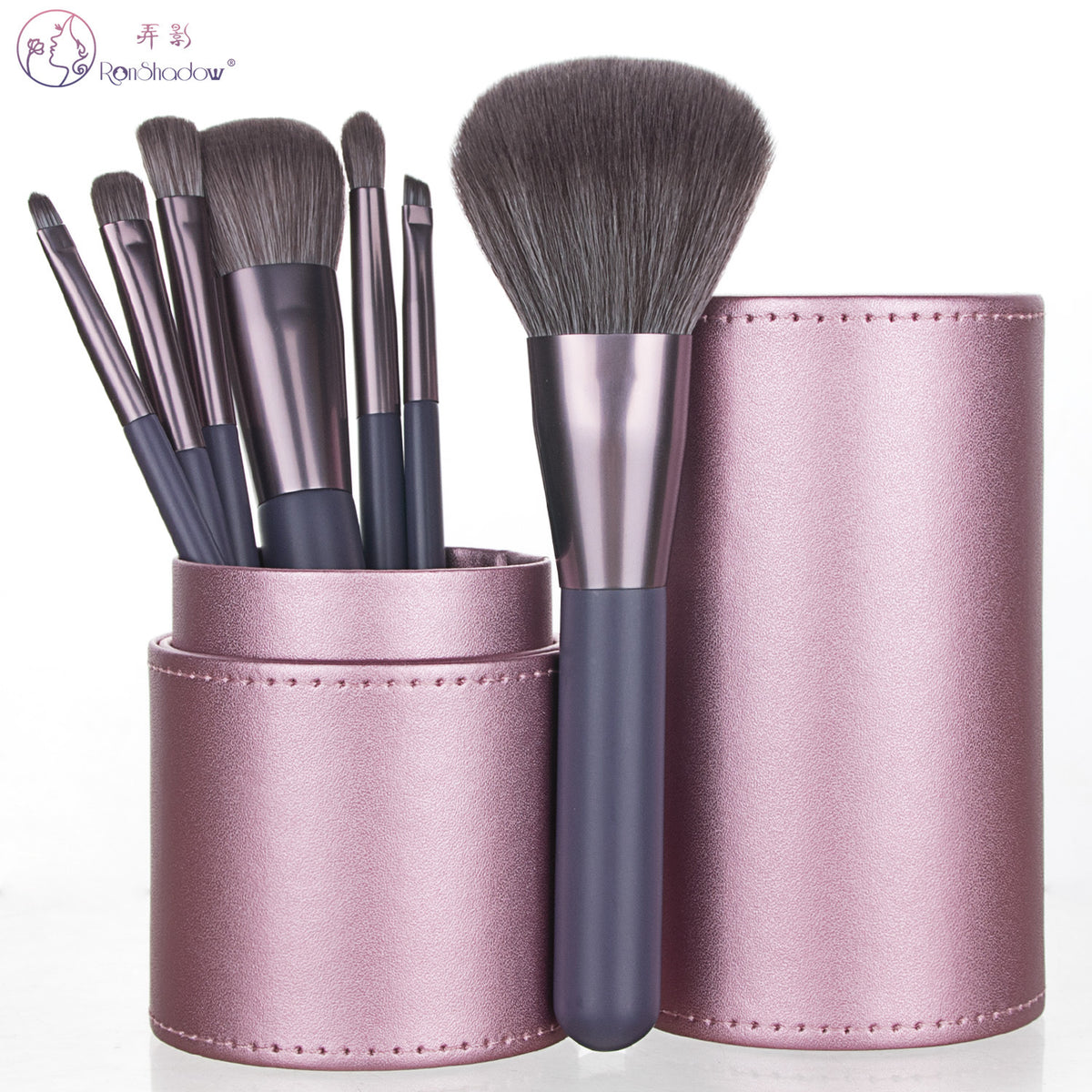 7-Piece Mini Travel Makeup Brush Set with Portable Bag for Face and Eyes